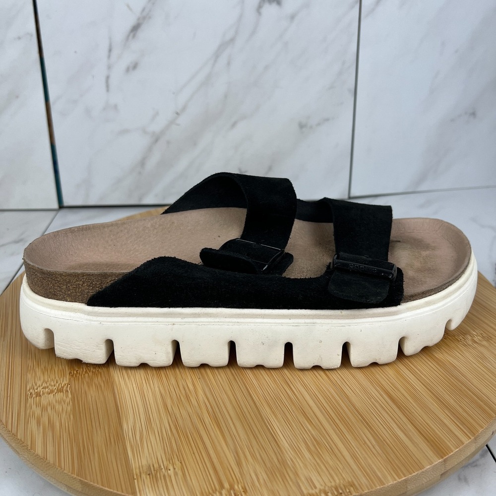 Birkenstock Papillio Womens Size 10 [EU 41] Black Suede Chunky Platform Sandals
